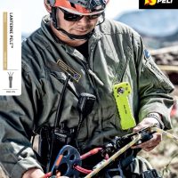 Peli Flashlights Catalog Cover, where an emergency medical personnel is prepared for intervention with Peli flashlights.