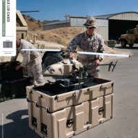 Peli Single Lid Case used by a soldier to safely transport a drone.